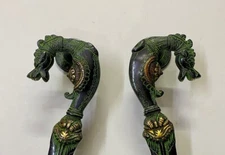 Brass Yali Face Door Handle with Floral Engravings Brass Lion Face Door Pull HK2