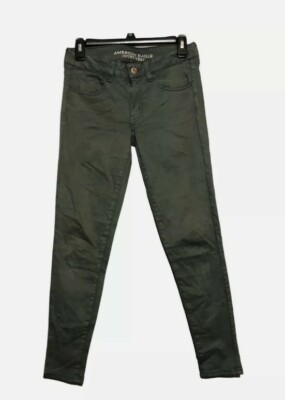 Womens 2 REGULAR AMERICAN EAGLE GREEN HI RISE JEGGING