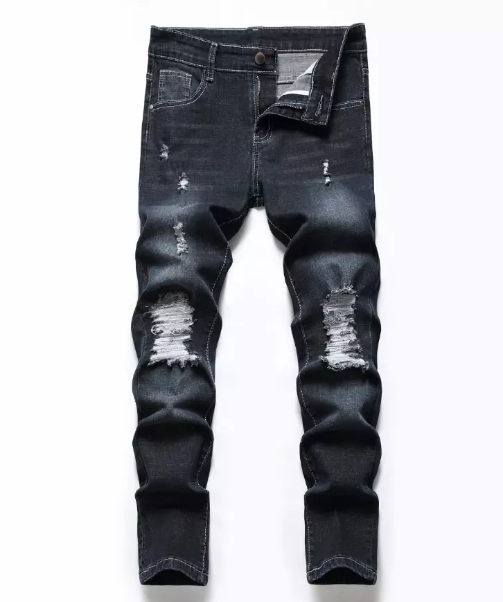 Men's Skinny Pants Ripped Stretch Distressed Destroyed Jeans Denim Pants  Casual Fashion Skinny Slim Fit Jeans Pants