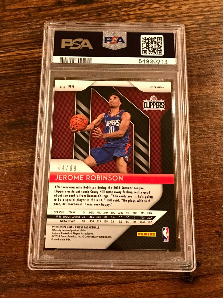 PSA 9 2018-19 Panini Prizm Jerome Robinson Blue Ice Prizm Rookie