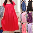 Satin Damen Lange Nachthemd Nachtkleid Negligee Babydoll Desouss Nachtwäsche Neu