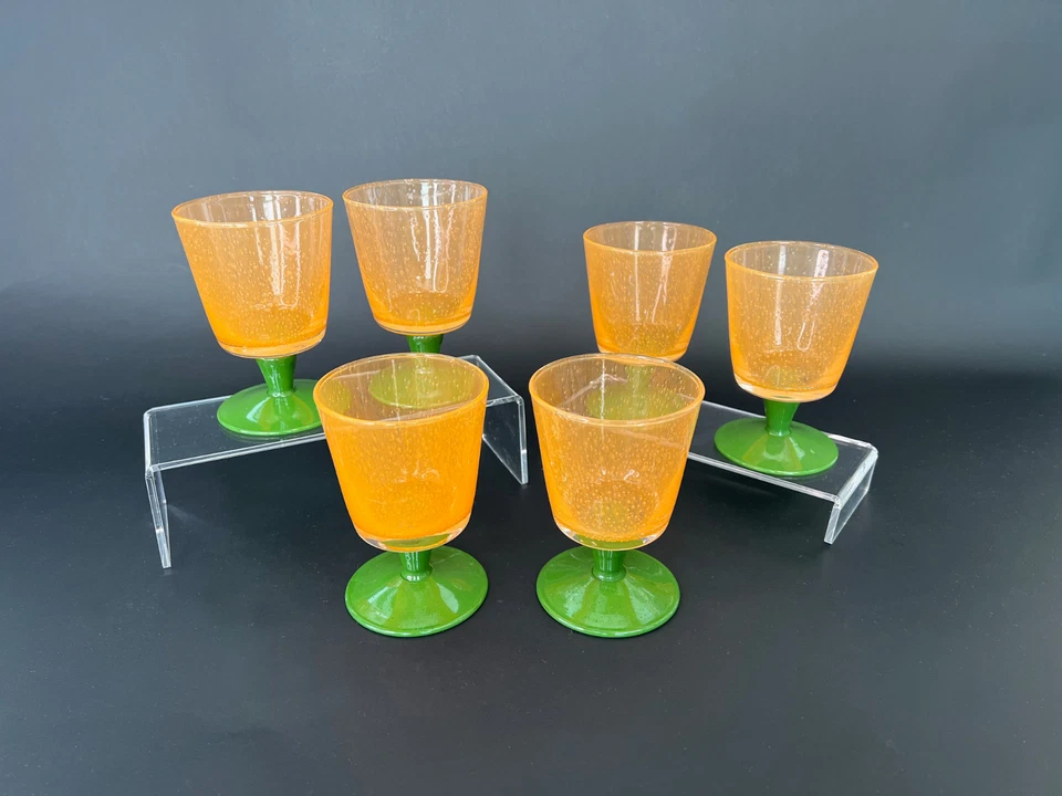 Villeroy & Boch Gallo Switch 4 copas de vino Serra naranja soplado a mano ¡Raras! Foto 2 de 4