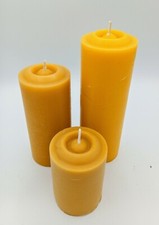 Serie tris Candela Cero con cera d'api diametro 67 mm h 10/15/20 cm 1350 grammi