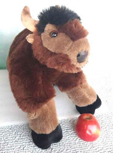 Peluche bisonte di bufalo realistico 14" JAAG zoccoli in pelle sdraiati - Foto 8 di 14