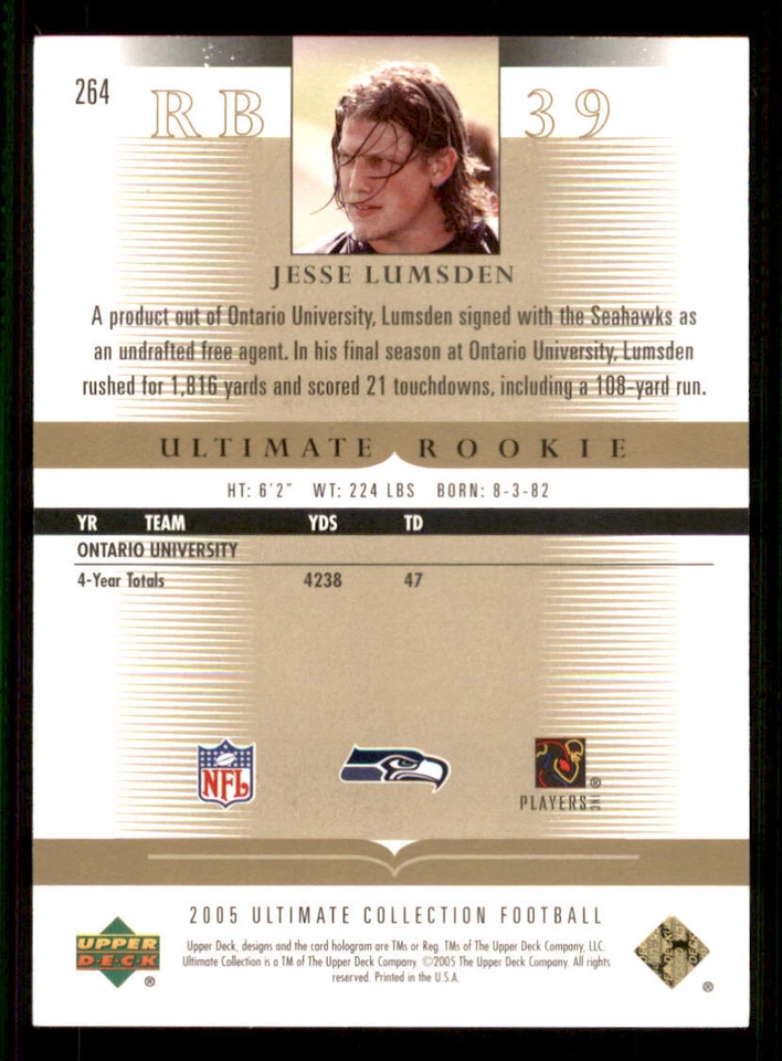 2005 Ultimate Collection #264 Jesse Lumsden RC /235 - Image 2 of 2