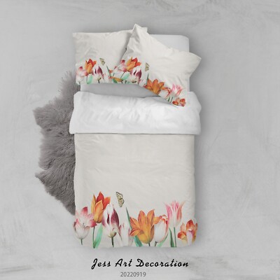 3D Tulip Vintage Flora Quilt Cover Set Bedding Sets Pillowcases Queen