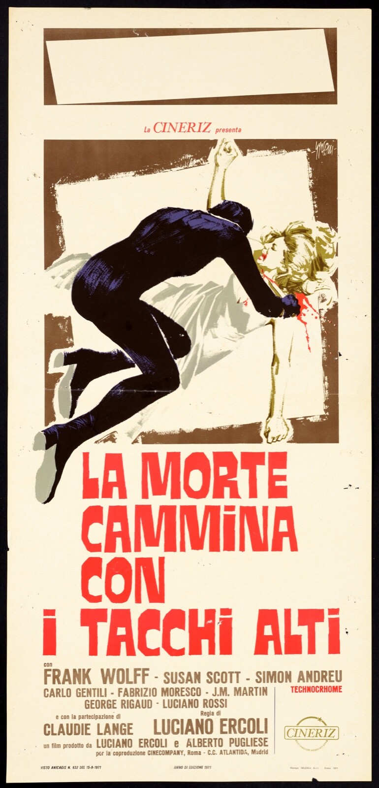 Locandina originale film La morte cammina con i tacchi alti (1971) - Regia di Luciano Ercoli