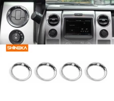 4XChrome Dashboard Center AC Air Vent Outlet Cover Trim for Ford F150 2009-2014