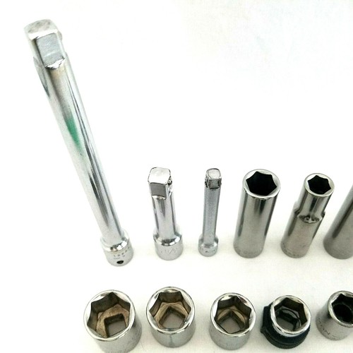 Lot 14 pc CRAFTSMAN 44261 44264 3/8 + 1/4 Extension 11 Sockets 6 Point USA * - Picture 4 of 6