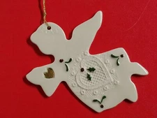 Stillwater Art Pottery Angel Christmas Ornament Lace Love Heart Holly Gift