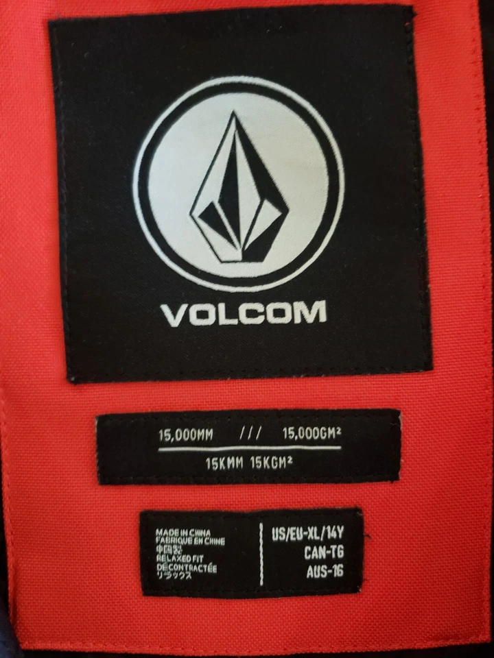 Volcom 15k Insulated Zip Up Snowboard Ski Jacket Coat Youth XL 14Y Red Maroon - Image 4 of 4