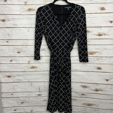 Lauren Ralph Lauren Black Monogram Equestrian Buckle Tie Waist Shirt Dress 2