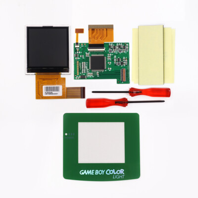 GameBoy Color GBC High light backlight LCD Kits+Luminous Fonts Glass Screen Lens