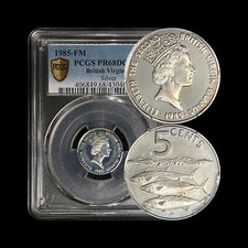 BRITISH VIRGIN ISLANDS. 1985, 5 Cents, Silver - PCGS PR68 - Bonito Fish