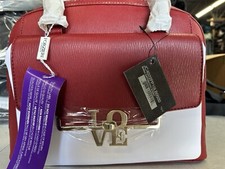 Moschino Red Leather Bag Large Gold Buckle Shoulder Bag