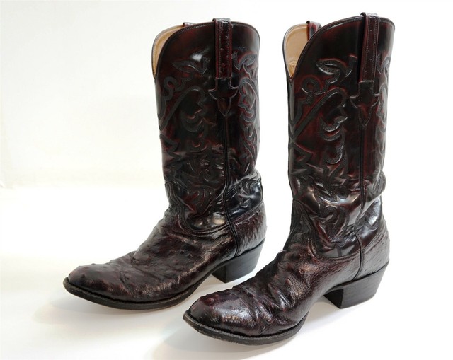 black cherry ostrich cowboy boots