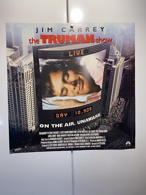 The Truman Show. Jim Carrey. Original UK Video Shop Poster. 16x16 Inch