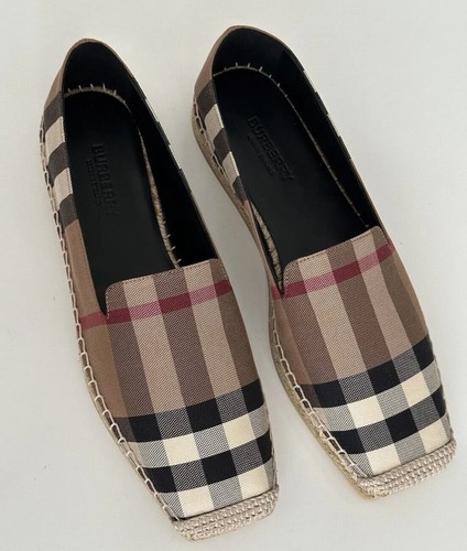 NIB $570 Burberry Women's Espadrille Flats Birch Brown Check 9.5 (39.5) 8056816 - Picture 14 of 16