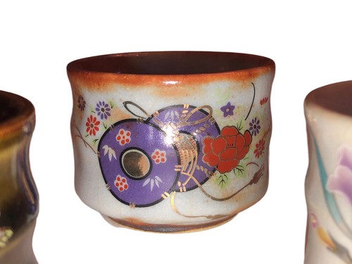 Stackable Sakazuki Japanese Sake or Tea Cup Set - Painted/Glazed/Fired Stoneware - Picture 3 of 8