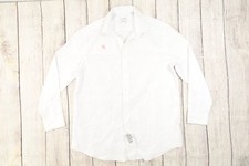 CALVIN KLEIN STEEL WHITE LARGE 16.5 REG HERRINGBONE BUTTON FRONT SHIRT DEFECT