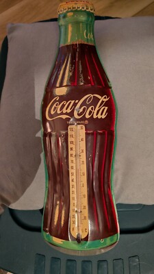 VINTAGE 1950'S COCA COLA METAL THERMOMETER - HONG KONG - EUC