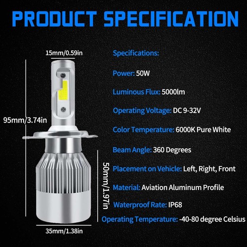 For Toyota Tundra 2014-2021 Combo LED Lamp Kit Hi/Lo Beam Fog light Bulbs - 第 5/19 張圖片