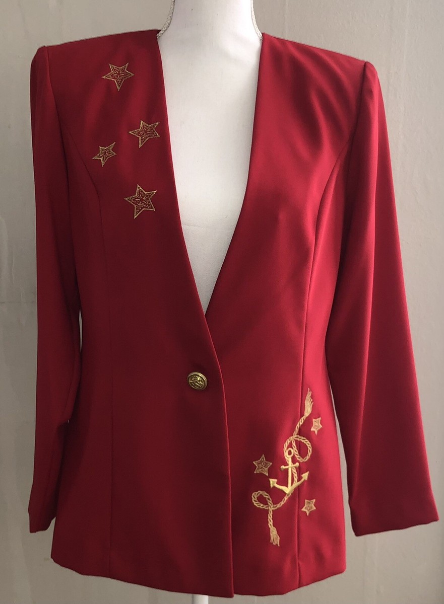 John Roberts Blazer/Jacket Red & Gold Embroidered -Sz 10