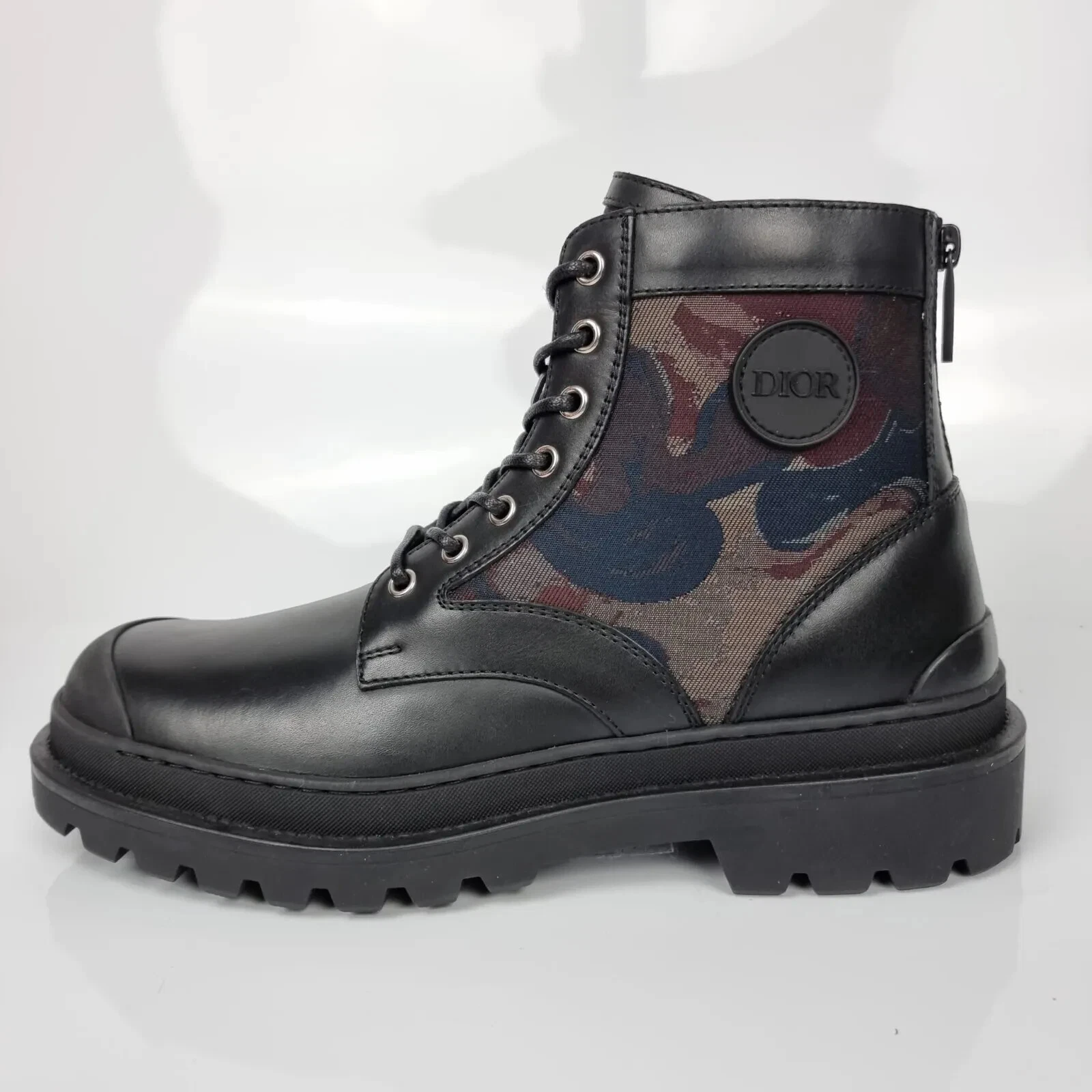 Bottes camouflage Dior Homme Explorer cuir noir neuves taille UE 40 US 7