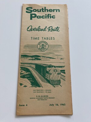 Southern Pacific Zugfahrplan - Overland Route - 16. Juli 1962