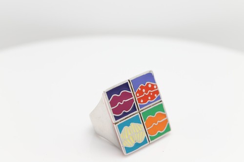 Art Ring Sterling Silver famous artist Enamel Andy Warhol Inspired Artistic - Picture 10 of 11