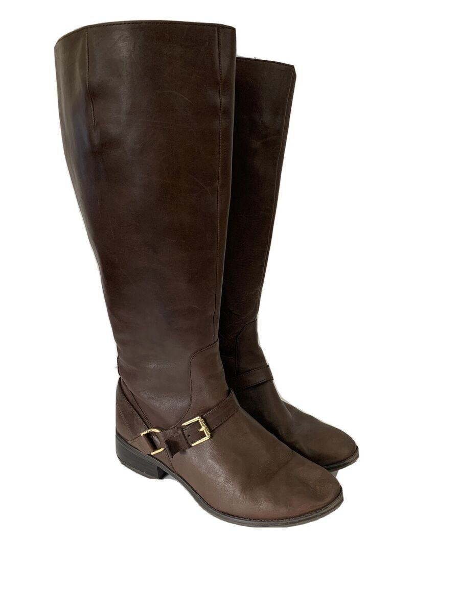 Lauren Ralph Lauren Brown Leather Tall Side Zip w Buckle Lauren Ralph Lauren Brown Leather Tall Side Zip w Buckle