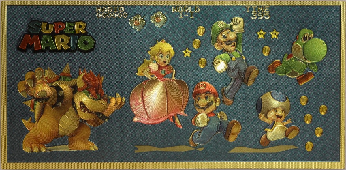 Super Mario Bros. Princess Peach Novelty 24K Gold Foil Plated Note