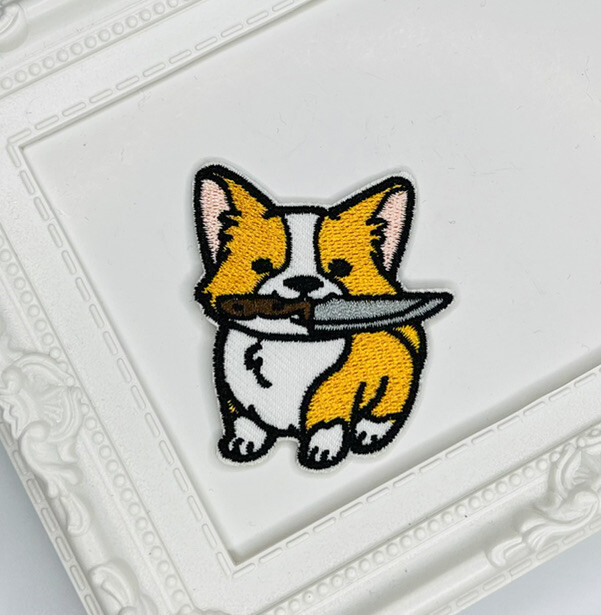 Funny Corgi Dog Paw Iron-On Patch - Cute Sit Jump Embroidered Applique For Jackets, Jeans, Backpacks DIY Repair - View #10