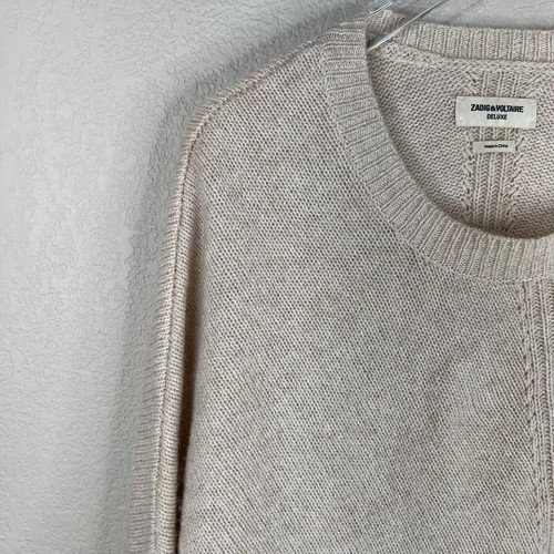 Zadig & Voltaire Womens Deluxe Sweater Size Small Cream Metallic Cashmere Loose - Picture 2 of 13