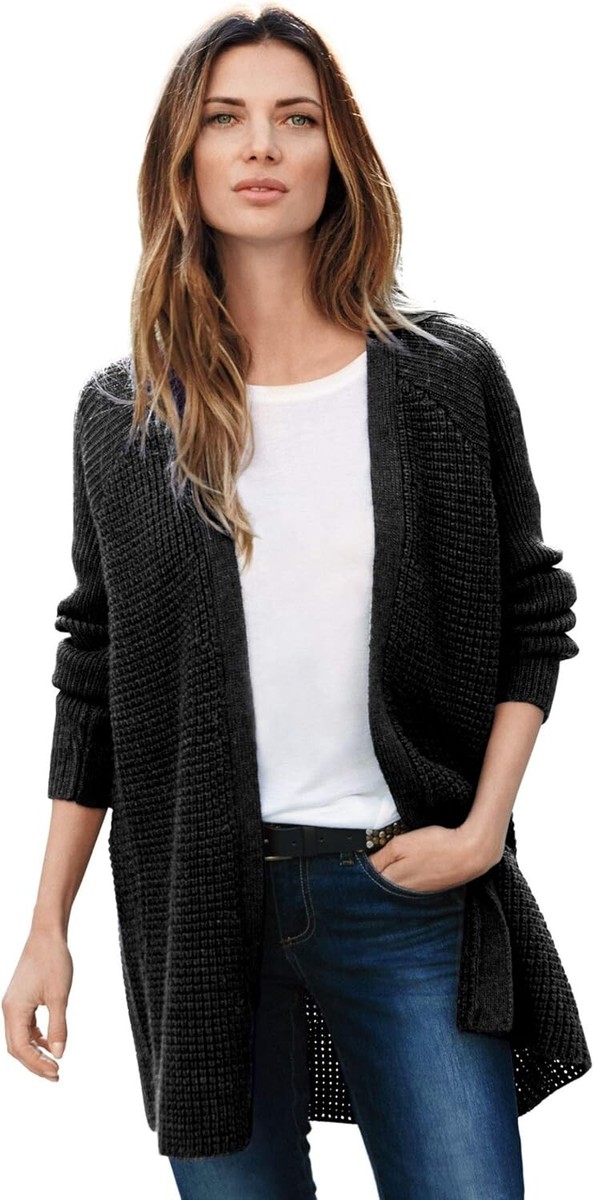 $44 AVA VIV of TARGET FOREST GREEN TIGHT KNIT OPEN CARDIGAN TUNIC SWEATER  1X - Main Image