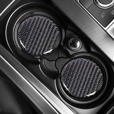 2Pcs Black Carbon Fiber Cup Holder Pad Water Cup Slot Non-Slip Mat Car
