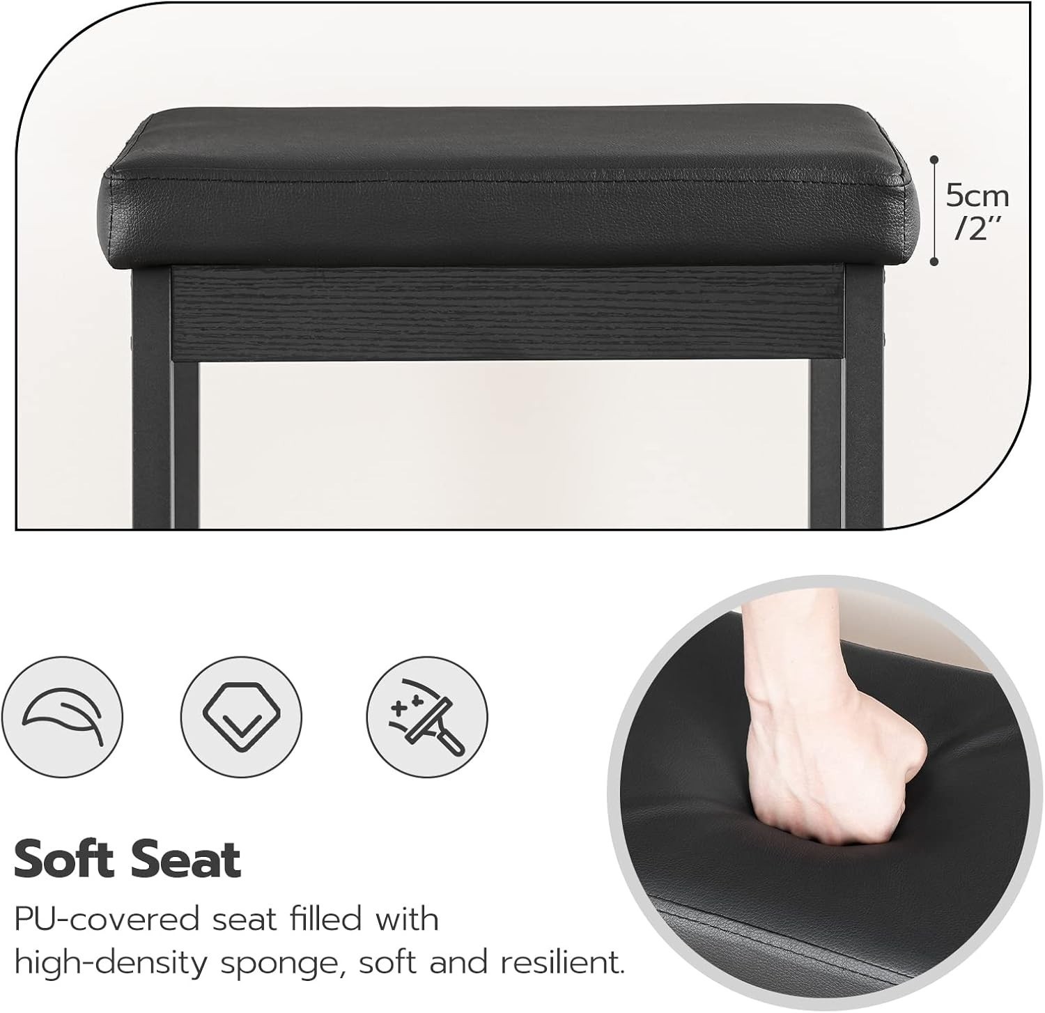 HOOBRO Bar Stools Set of 2 Bar Chairs 24.8" Height Stools Kitchen Stools