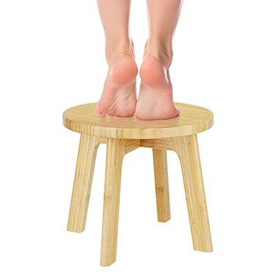 Step Stools for Kids Adults - Bamboo Wood Portable Small Foot Medium Round