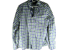 Nautica Shirt Men's XL Collared Long Sleeve Dress Button Up Blue  Green w/Logo