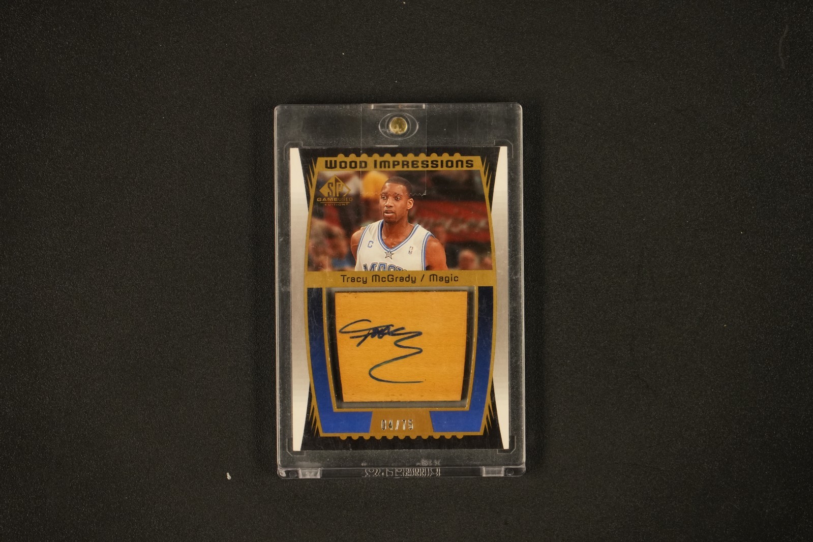 #116 - 2004-05 SP Game Used Wood Impressions #WI-TM Tracy McGrady Auto Patch view 1
