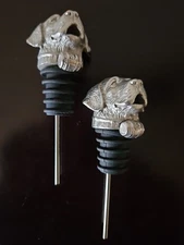 St. Bernard Dog Head Bottle Pourer Stoppers Set Of 2