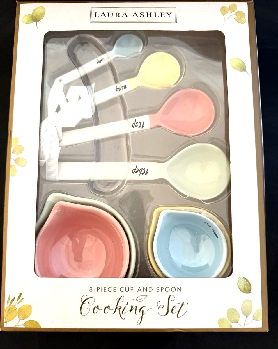 Laura Ashley Cooking Set 8 Piece Ceramic Measuring Cups and Spoons