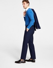  95 BRAND NEW MICHAEL KORS Mens 38x30 Solid Navy Stretch Dress Pants/Slacks