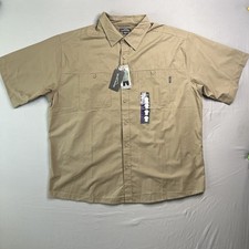 Eddie Bauer Shirt Mens 2X-Large Tan Khaki Honeycomb Button Up Short Sleeve NWTs