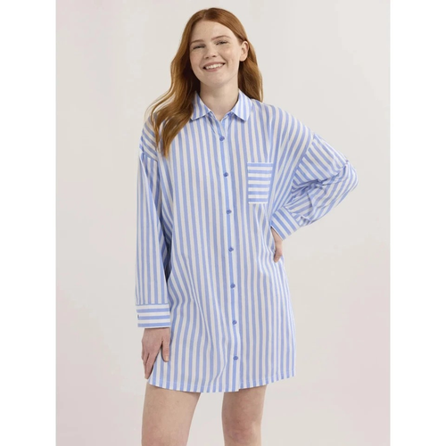 Joyspun Mujer Talla S 4-6 Tejido Manga Larga Botón Frontal Camisa para Dormir Azul NUEVO - Imagen 23 de 24