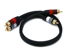 Premium 2 RCA Plug/2 RCA Plug M/M 22AWG Cable - Black 1.5ft Single