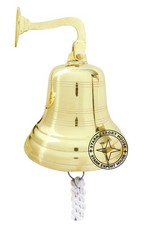 Brass Large Ship's Wall Hanging Bell with Bracket Lanyard 9 Inch SDXF