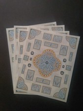 Creative Memories  Block Stickers  4" x 5"  Blue Designs  Lot of Four
