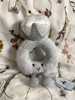 Jellycat Amuseables Diamantring Stofftier Plüschtier Brandneu mit Etikett Valentinstag