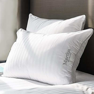 Martha Stewart Hotel Collection Pillow 500 Thread Count Damask Stripe Embroid...